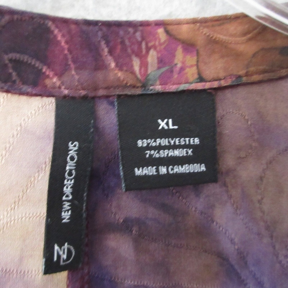 New Direction‎ Top Tunic XL Dark Floral Popover Pleated Boho Flowy Asymmetrical - Picture 4 of 10